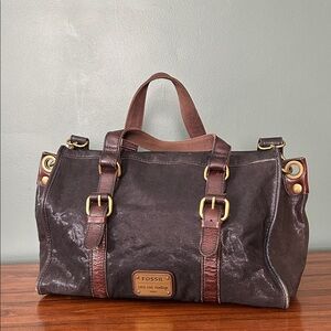 Fossil Dark Brown Leather Duffel Bag